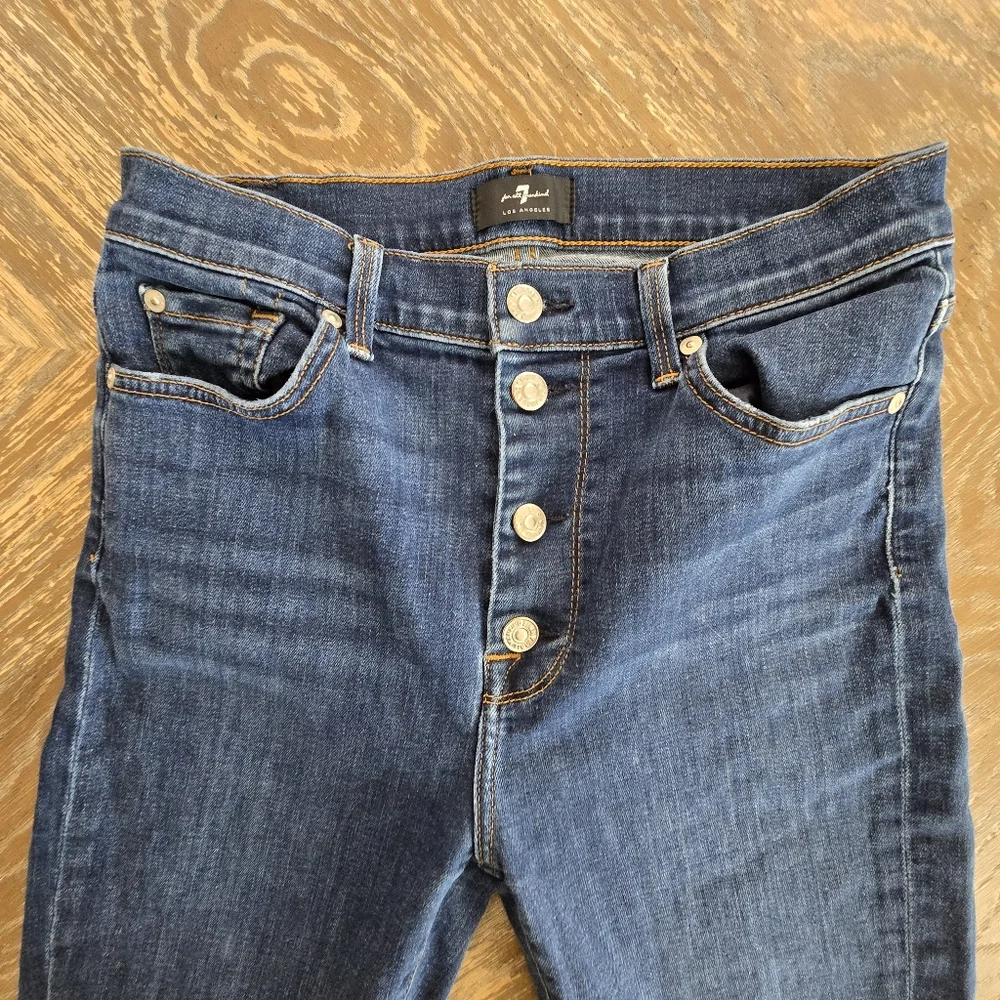 7 For All Mankind Button Fly Skinny Jeans | Premium Denim, Size ~28 - Picture 3 of 11